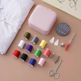 Portable PU Leather Storage Box Sewing Kit 46pc — Travel Sewing Box with 30 Needles, Thread Spools, Scissors & Pins