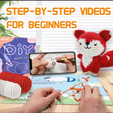 Fox Crochet Kit for Beginners - All-in-One Complete Crochet Set with Yarn, Hook, Pattern & Video Tutorial