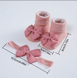 Baby Formal Headband and Socks Set Fancy Chiffon Bow 2pcs