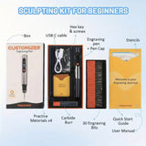 Engraving Pen Kit with 30 Bits & Stencils – Cordless USB Rechargeable Wood Metal Resin Carving Tool, Beginner-Friendly DIY Gift