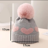 Newborn Infant Pompom Baby Cap Heart Printed