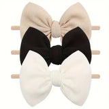 Soft & Stylish Solid Color Bow Headbands for Girls - Eid Collection 2025