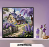 Dreamy Cottage Surrounded by Blossoms Cross-Stitch Kit 30x30cm