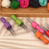 Felting Needle With Eight Needles Tool, Craft Felt Stitch Punch Tool With Solid Wood Handle Felting Eight Needles Tool