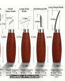 Wood Carving Knife Set, Ergonomic Wooden Handle Whittling Tools for DIY Woodworking, Spoon Carving & Sculpting Crafts- 4pc