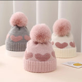 Newborn Infant Pompom Baby Cap Heart Printed