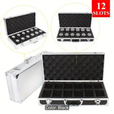 12 Slots Aluminum Alloy Watch Storage Box – Watch Display Organizer with Handle