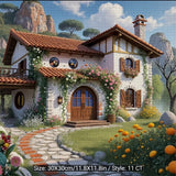 Charming Cottage with Flowered Garden Cross-Stitch Kit 30x30cm