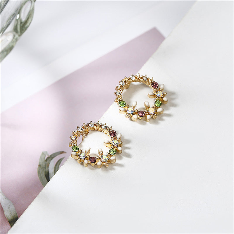 Sweet Color Garland Ring Stud Earrings - Multi