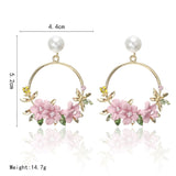 Flower Beads Earrings - Pink