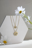 Five Petal Flower Pendant Double Layer Clavicle Chain Necklace