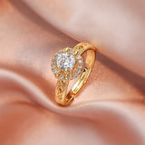 Zircon Open Adjustable Copper Ring Real Gold Plating