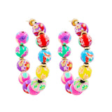 Ethnic Style C Shaped Color Beaded Earring