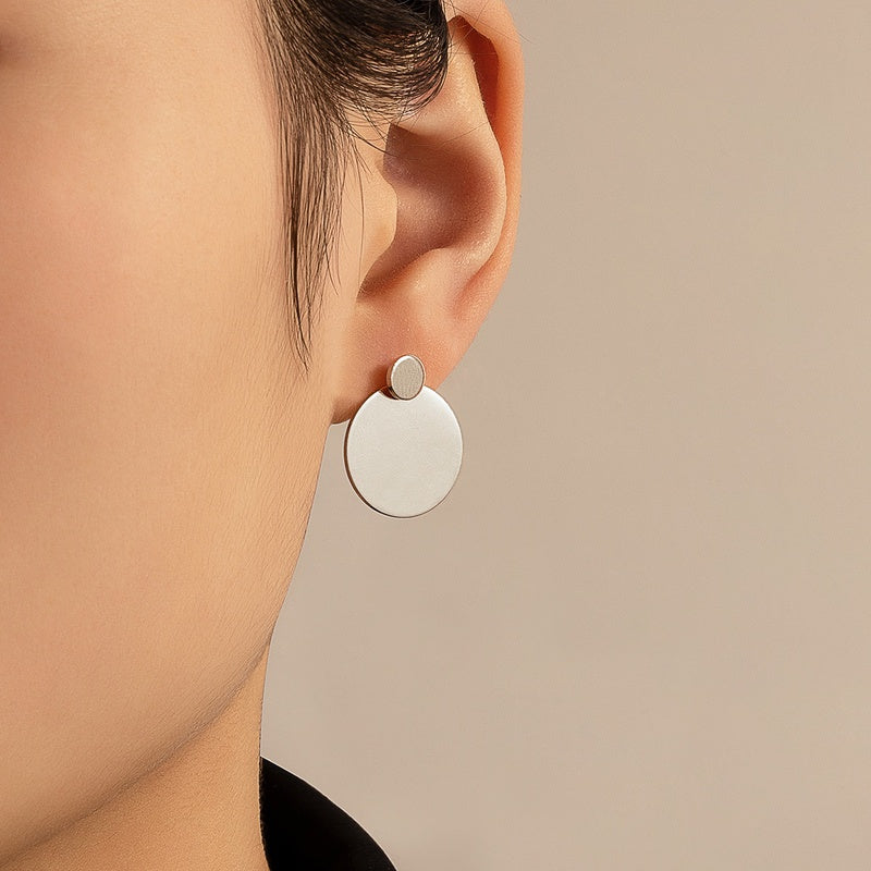 Simple Alloy Oblate Round Earrings