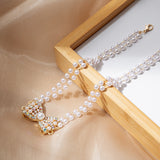 Pearl Multilayer Necklace with Brooch