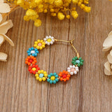 Multicolor C Shaped Flower Earrings