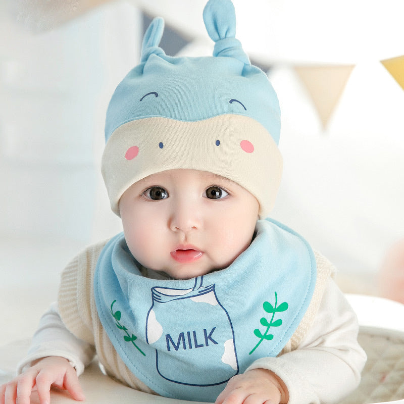 Baby Milk Cat Cotton Cap with Bib Collar