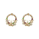 Sweet Color Garland Ring Stud Earrings - Multi