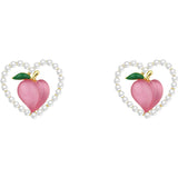 Peach Pearl HeartShaped Earrings