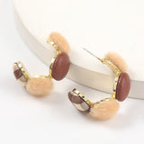 Artificial Leather C Shaped Earrings  - [CS22]