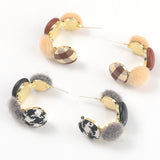 Artificial Leather C Shaped Earrings  - [CS22]
