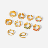 18k Gold Plated Stainless Steel Colorful Rings