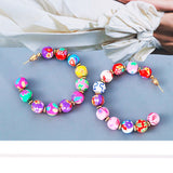 Ethnic Style C Shaped Color Beaded Earring