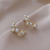 Opal Pearl Geometric C Shaped Earrings