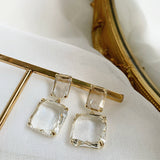 Transparent Square Crystal Earrings
