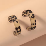 Leopard Print Resin Cshaped Earrings