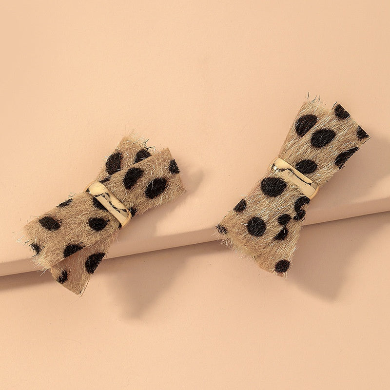 Plush Leopard Bow Earrings