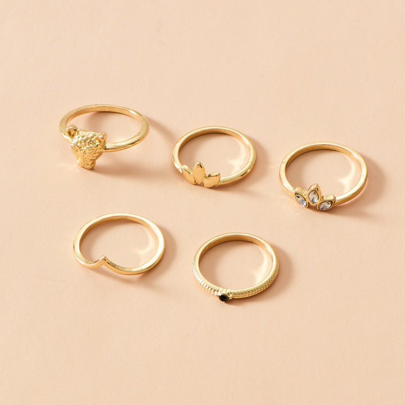 Gold plated Crystal Ring 5pcs