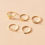 Gold plated Crystal Ring 5pcs