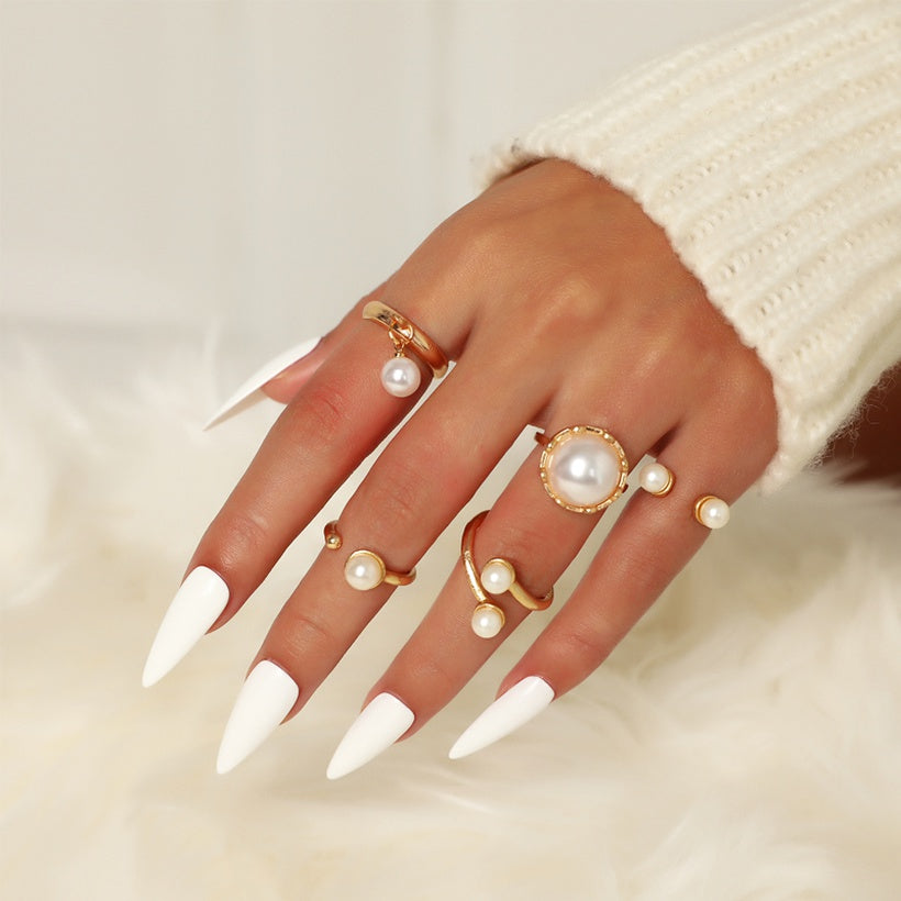 Goldplated Pearl Ring Set