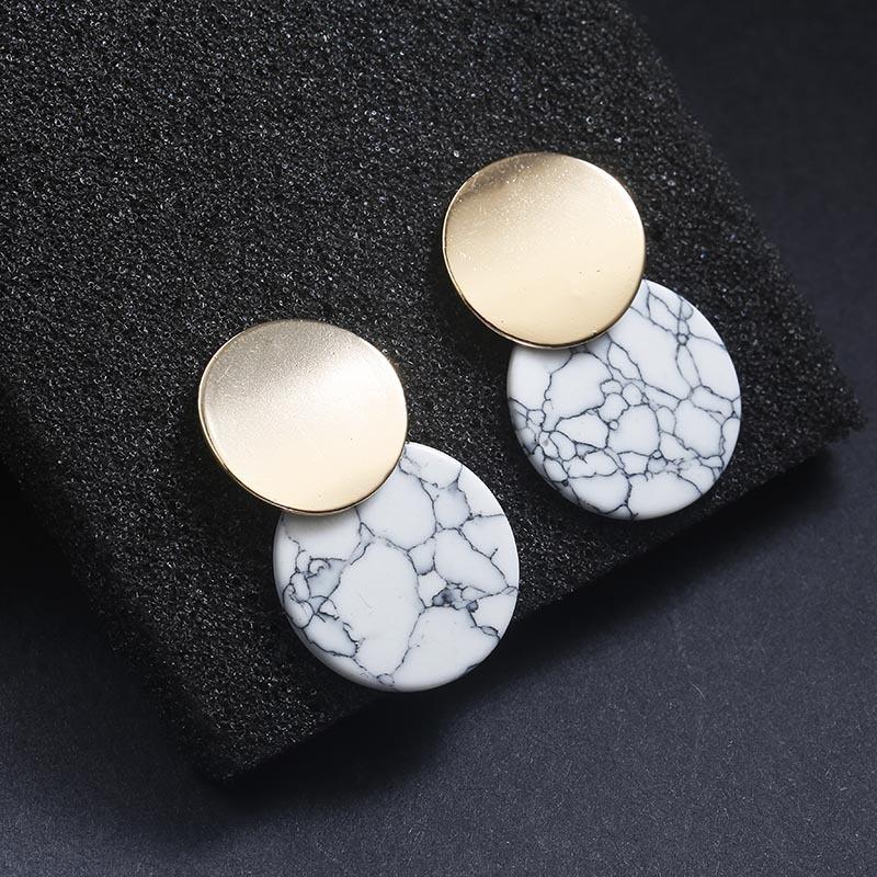 Vintage Marble Print Earrings - White