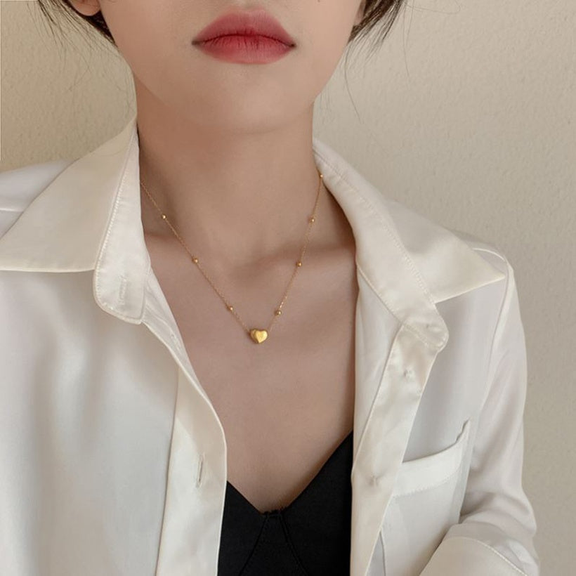 Heart Ball Clavicle Chain Necklace