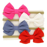 Solid Bow Fabric Headband Set (4pcs)