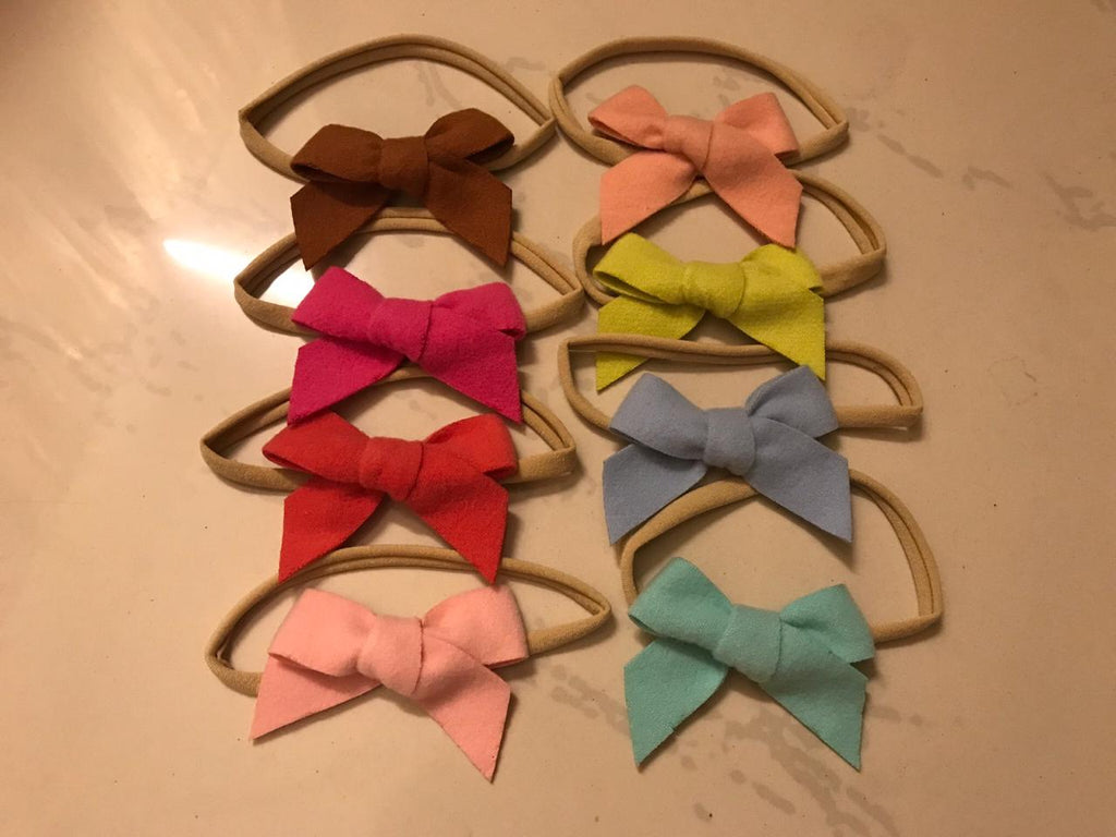 Nylon Baby Cross Bow Headband Set (8pcs)