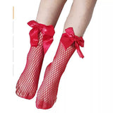 Kids Bow Fishnet Socks