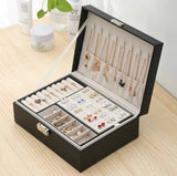 Double-Layer Jewelry Storage Box Multifunction Jewelry Organizer High Capacity Necklace Earring Bracelet Display Holder with Lock