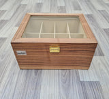 Walnut Veneer Wooden Belt Storage Box 8 Slot