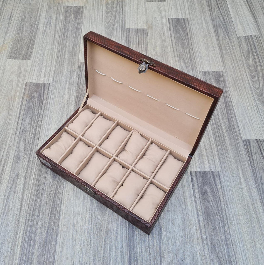 PU Leather Watch and Pen Storage Box (12 Slots) [SALE]