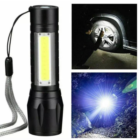 LED Small Flashlight With Side Light Strong Light Telescopic Zoom USB Charging Mini Flashlight