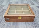 Walnut Veneer Wooden Tie Storage Box 12 Slot