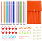 Multicolor Aluminum Double Pointed Knitting Needles Set with Pouch