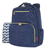 Baby Essentials Fisher-Price Signature Morgan Quilted Backpack Diaper Bag with Changing Pad, Stroller Clips, Laptop Compartment - (Blue)