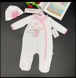 M&A Rabbit All Over Romper with Bow Cap