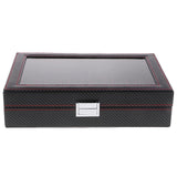 Carbon Fiber PU Leather Watch Storage Box (12 Slots)