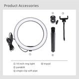 10" LED Ring Light with Tripod Stand & Phone Holder with Dimmable 3 Light Modes for Live Streaming Photography