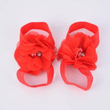Baby Barefoot Sandals with Chiffon Flower